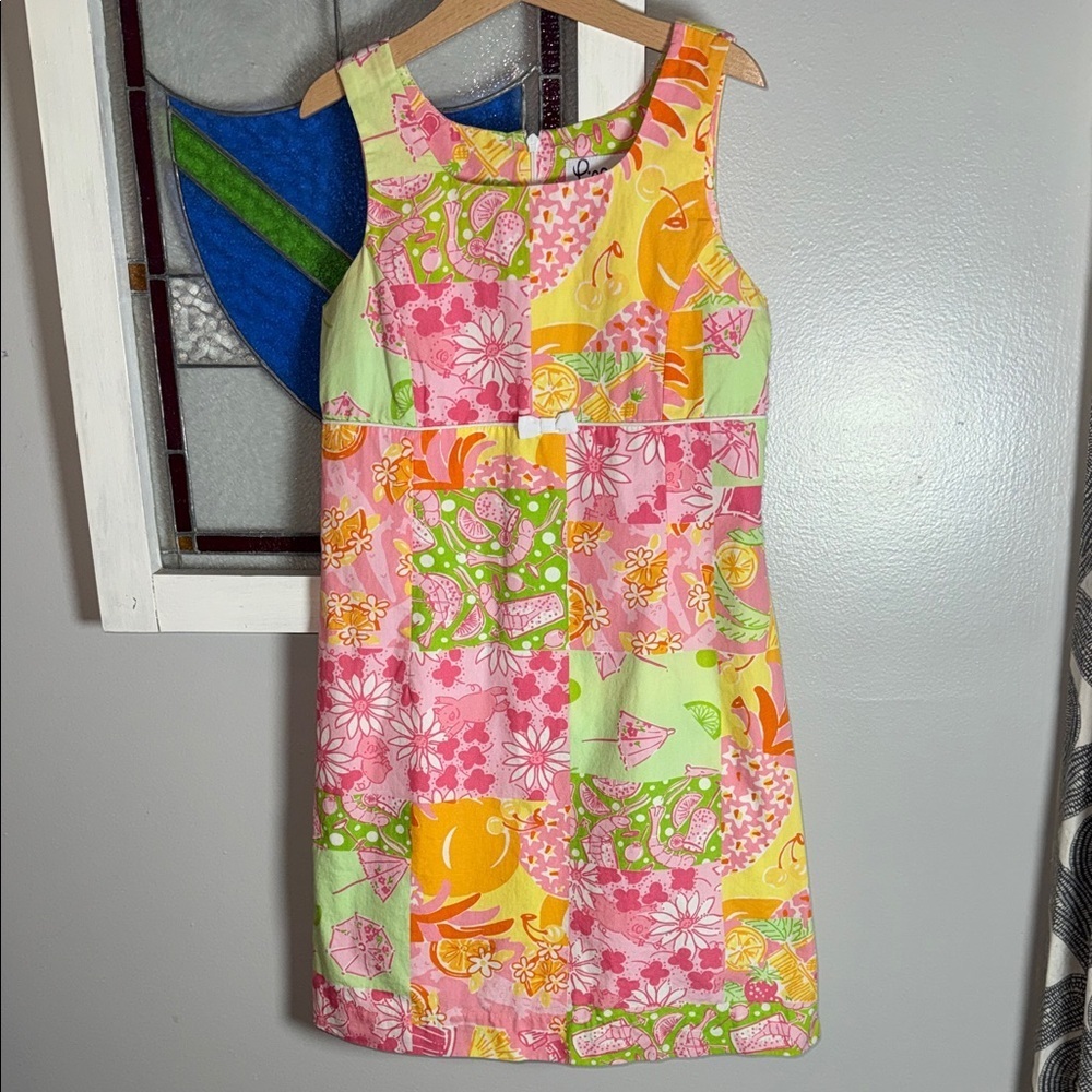 Vintage Lilly Pulitzer Girls Patchwork Print Dress Sz 12